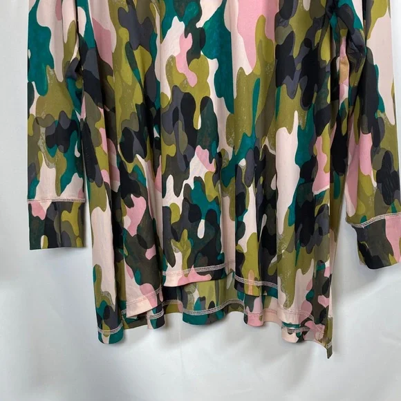 LOGO Lounge by Lori Goldstein Camo Print Sheer Mesh Hoodie - Picture 3 of 10
